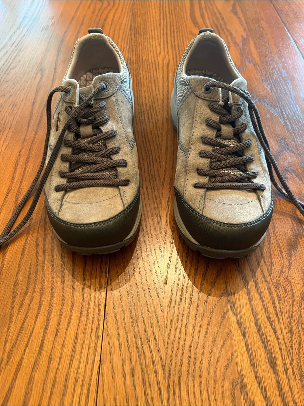 Dansko Taupe and Dark Brown Suede Lace-Up Sneakers